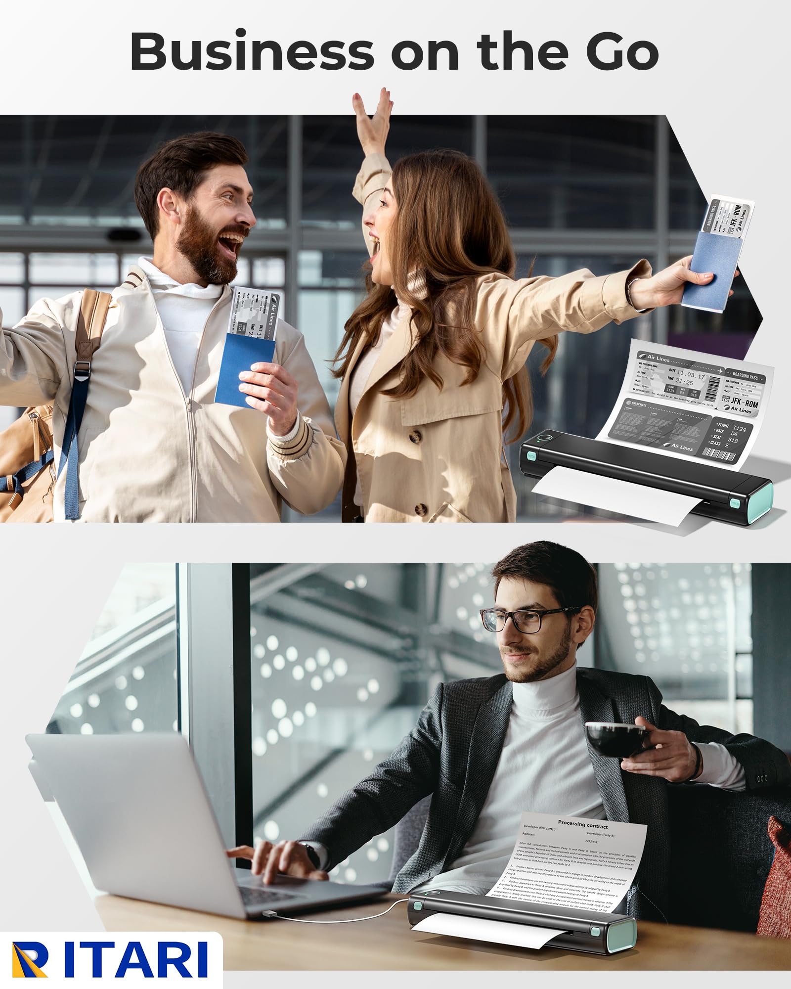 Itari Thermal Portable Bluetooth Tattoo Stencil-Printer - Compact Printer for Phone & Laptop, Portable Printers Wireless for Travel, Support 8.5