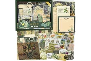 AHMAGEN 348pcs Scrapbook Kit, Scrapbooking Supplies kit with Aesthetic Scrapbook Paper, Washi Stickers, Washi Tape, A6 Notebook Art Journaling Kit for Bullet Junk Journal Planners DIY for Adults Teens Girls