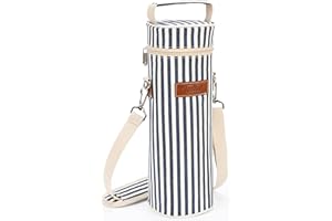 Tirrinia Single Bottle Wine Tote Bag, Insulated Travel Wine Cooler Carrier with Shoulder Strap for Picnic, Party, BYOB Restaurant, Portable One Bottle Container, Gift for Wine Lovers