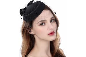 Zivyes Fascinators for Women Tea Party Hats 20s 50s Pillbox Hat Birdcage Veil for Funeral Janet Snakehole