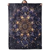 Mandala Gifts, Gold and Purple Celestial Flower Blanket for Adults Women Kids, 50x60 in, Cozy Fuzzy Warm Soft Throw Blankets for Bedroom, Camping, Couch, Decor