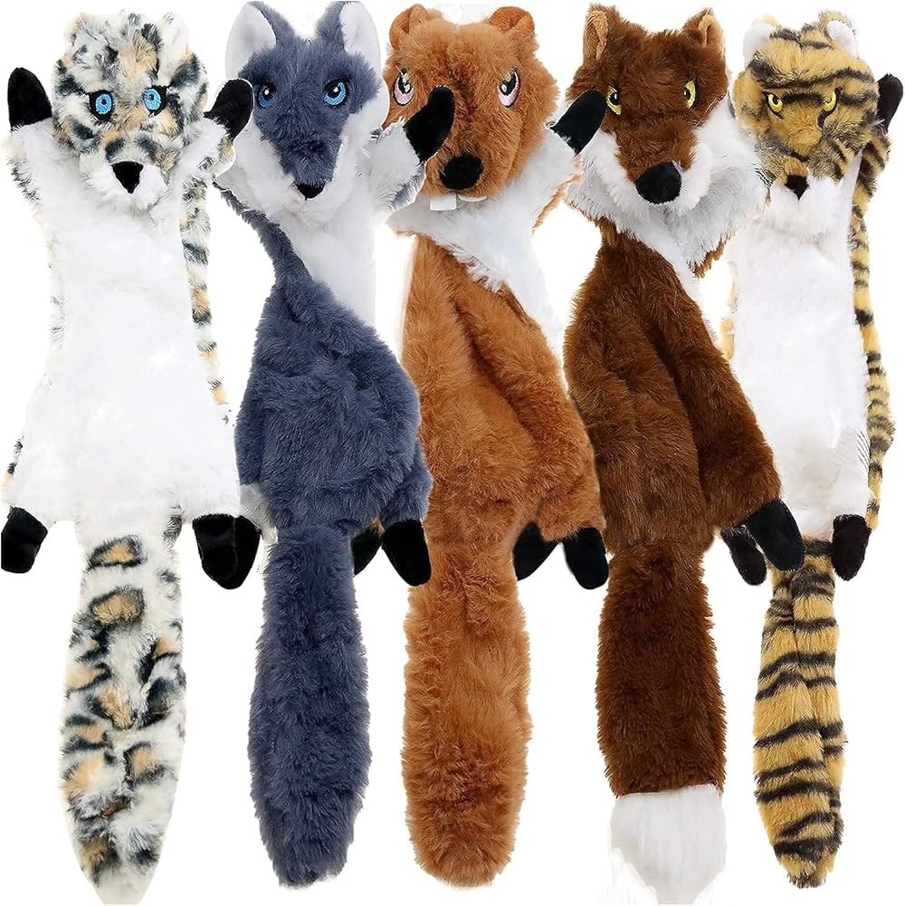 Newthinking No Stuffing Dog Toys 5 Pack Squeaky Plush Indestructible