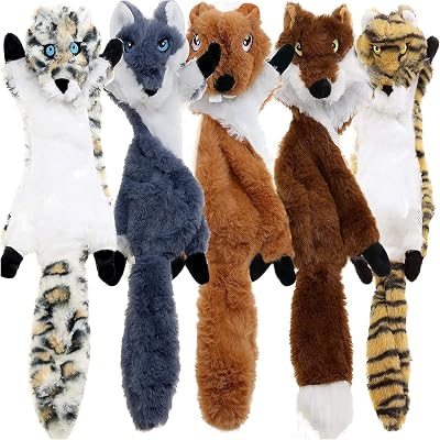 Newthinking No Stuffing Dog Toys 5 Pack Squeaky Plush Indestructible