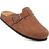 EQW Kids Suede Clogs for Boys & Girls - Soft Cork Footbed, Arch Support & Adjustable Buckle Slip-On Sandals for Indoor Outdoor Toddlers to Big Kids (3-12 Years)
