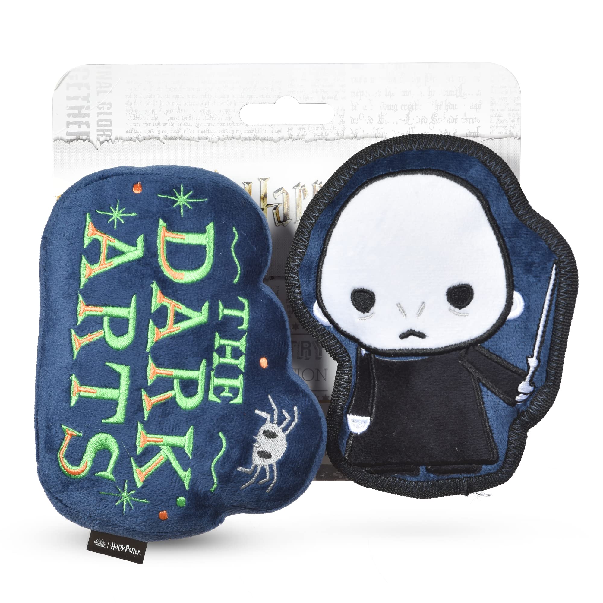 Harry Potter 2 Piece Dog Toy Set 6" You Know Who Plush Figure Toy and Dark Arts Plush Silhouette Flat Toy| Harry Potter Official Pet Toys and Accessories | Voldemort Dog Toy