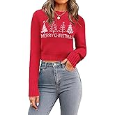 Zeagoo Women's 2026 Fall Crewneck Cropped Sweater Trendy Long Sleeve Ribbed Knit Pullover Jumper Tops