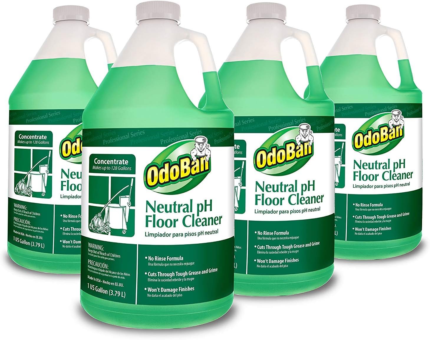 OdoBan Professional Series No Rinse Neutral pH Floor Cleaner Concentrate, 4 Gal