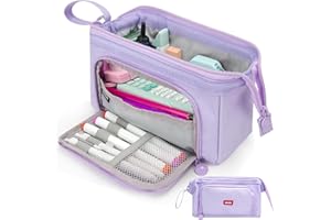 Vocuer pencil case big pencil pouch pencil box large pencil bag for school, pen cases for adults special pencil cases for girls cute aesthetic big capacity pencil bags with zipper(Purple)