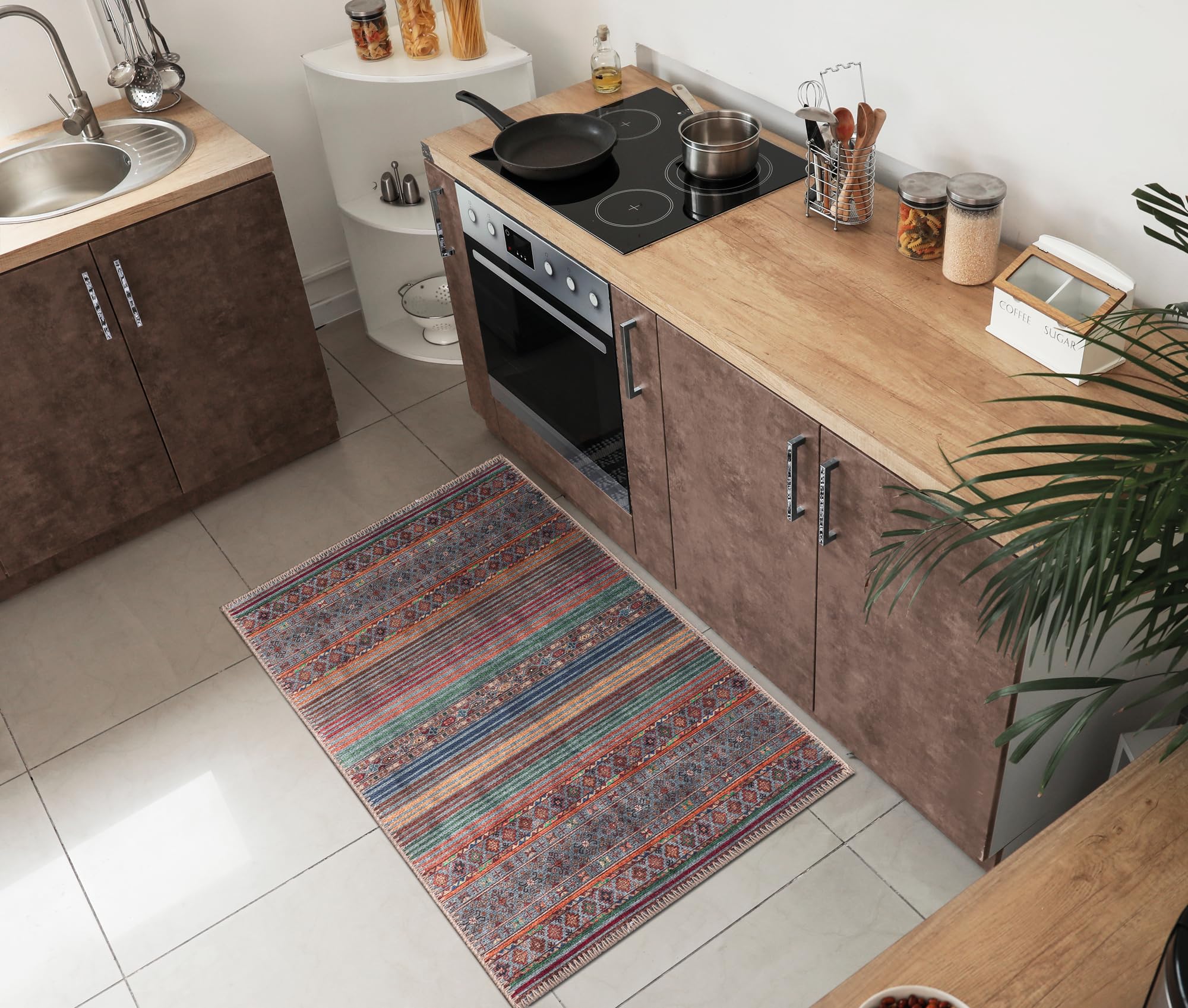 Photo 1 of Keen Home Design 2x3 Rug - Machine Washable Entry Rug with Non-Slip Backing, Ideal for Enteryway, Kitchen, Bathroom, Laundry Room - Vintage, Easy Clean, Durable, Low Pile Rug - (2' x 3')