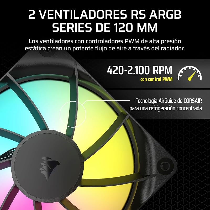 CORSAIR Nautilus 240 RS ARGB CPU Liquid Cooling – 240mm AIO – Conexão direta com a placa-mãe – Intel LGA 1851/1700, AMD AM5/AM4 – 2X RS120 ARGB Fans Included – Preto