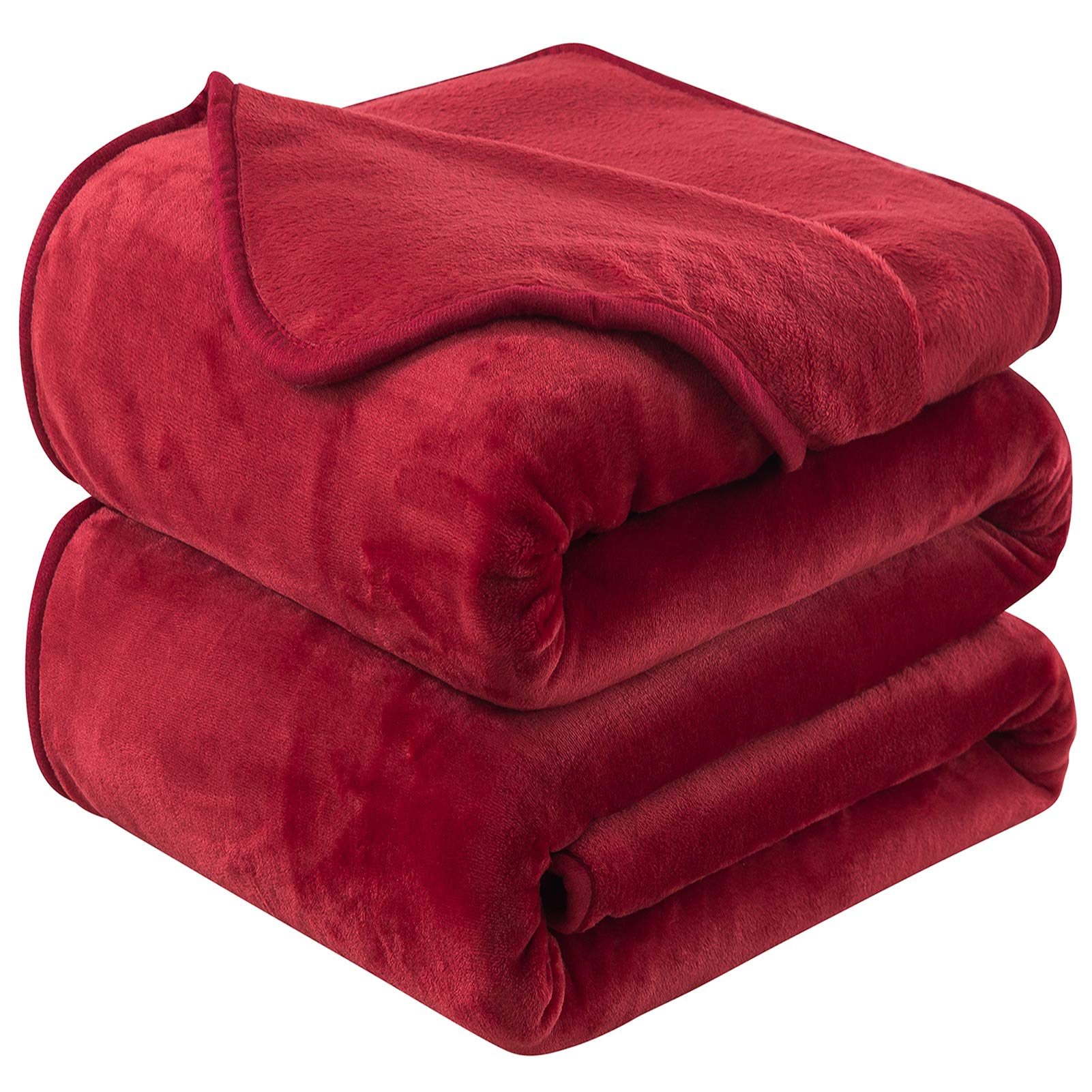 HOZY Fleece Blanket 350GSM Super Soft Fluffy Solid - No Static Throws for Large Bedspread/Sofa- Red 220 x 240cm