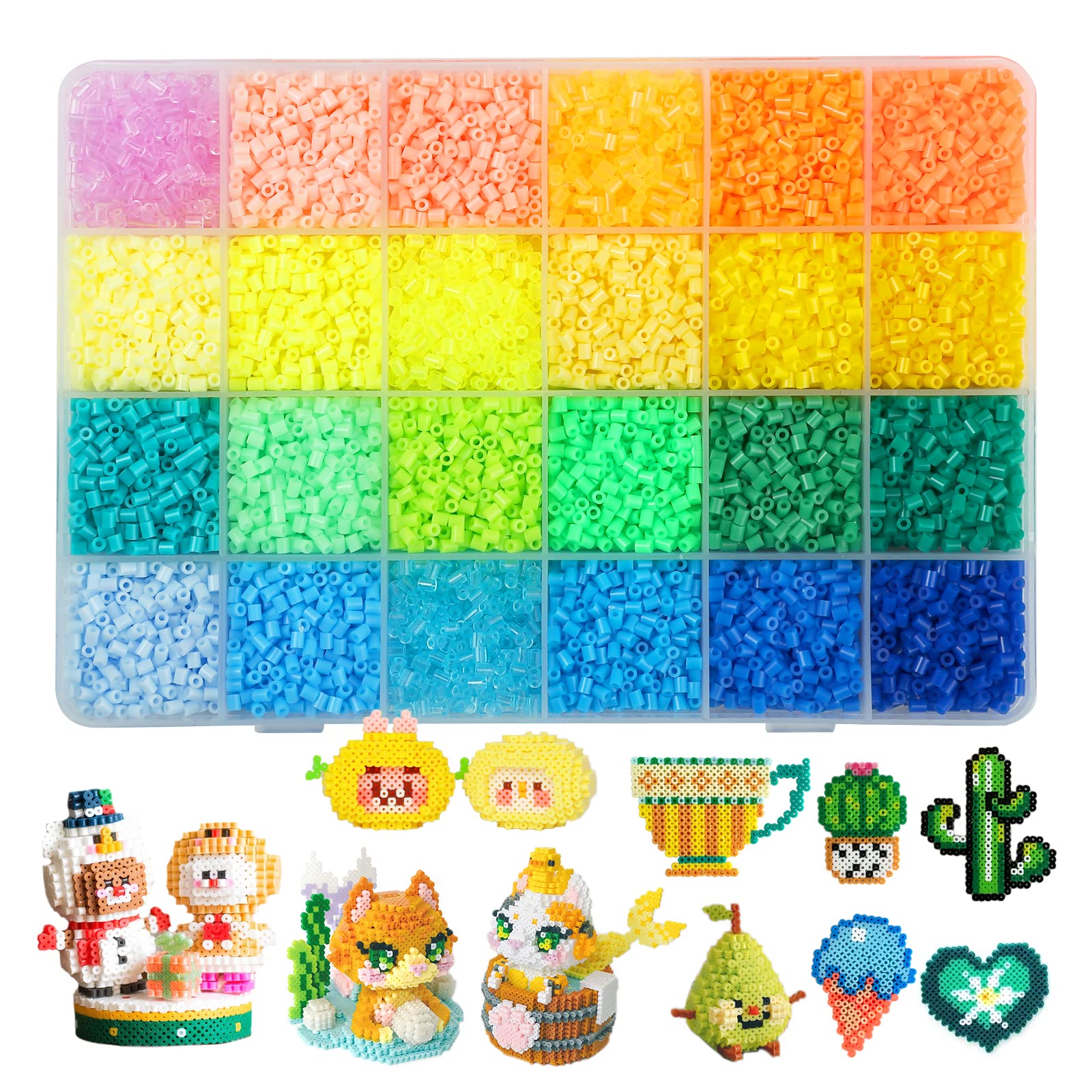 LIHAO 12000 PCS Fuse Beads Set 24 Color 2.6mm Mini DIY Iron Fusion Beads Set for Kids DIY Art Craft Iron Beads (AD)