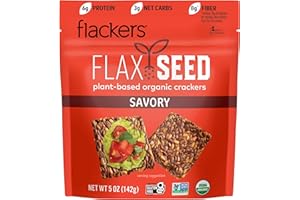 Flackers Organic Savory Flaxseed Crackers, 5 Ounce 1-Pack, Gluten Free, Non GMO, Vegan, Keto Snack, 8g Fiber, 3g Net Carbs