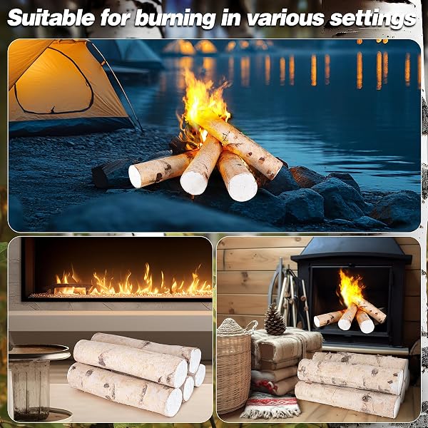 LARGE BIRCH LOGS FIREPLACE DECOR BIRCH WOOD FOR DECORATIVE DIY CRAFTS NATURAL LOGS GAS FIREPLACE LOG FIRE WOOD LOGS FOR DECOR CHRISTMAS 3.1-4 IN DIA (SET OF 5)