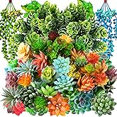 Tigeen 80 Pcs Artificial Plastic Succulents Realistic Textured Assorted Decorative Fake Faux Succulents Unpotted for Lotus Landscape Garden Arrangement (Classic Style)