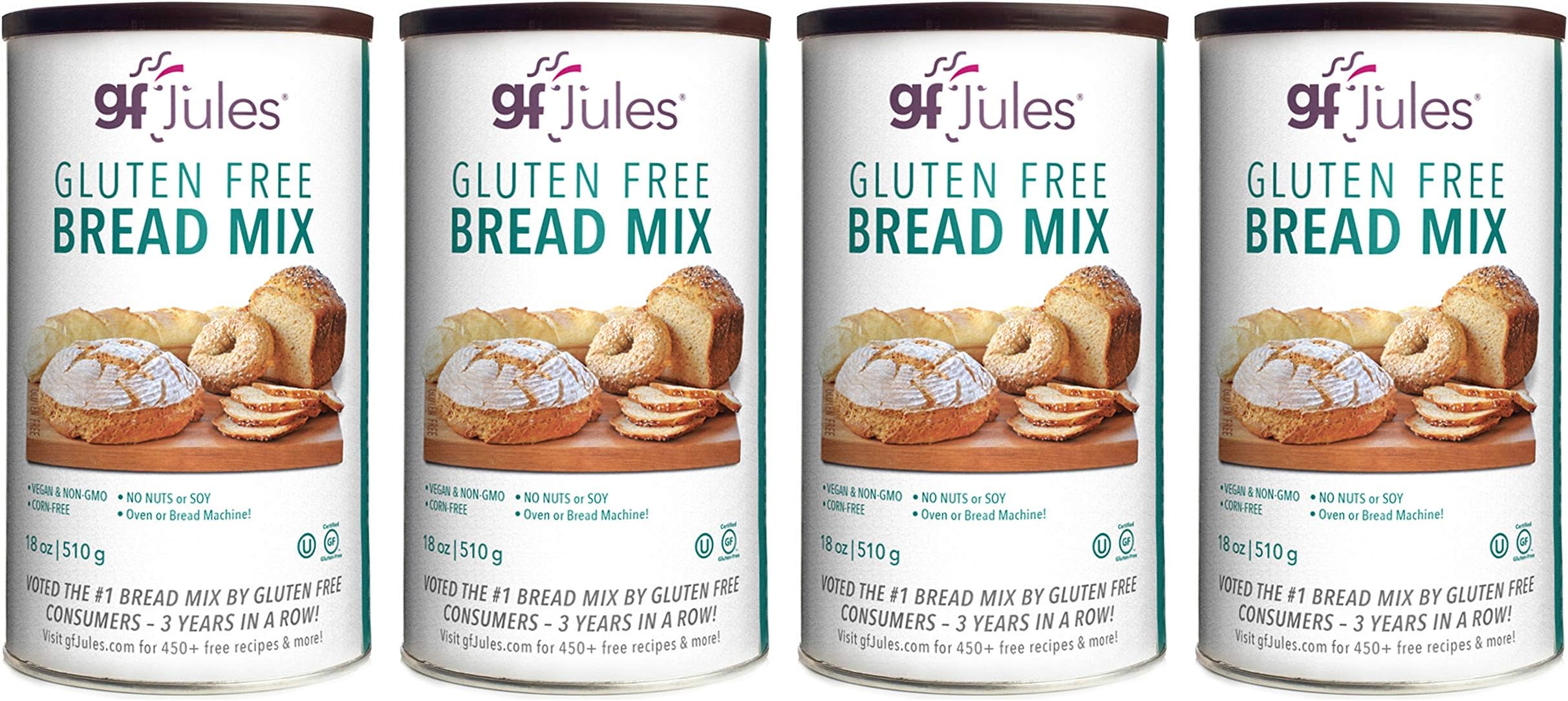 gfJules Gluten Free Sandwich Bread Mix - Voted #1 by GF Consumers, 1.11 lb Can, Pack of 4