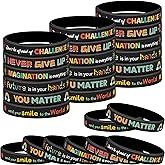 Lesnala 48 Pcs Inspirational rubber bracelets 6 Styles Colored Inspirational silicone wristbands Motivational quote rubber wristbands Affirmation bracelets for Women Men Teen Gifts School Prizes