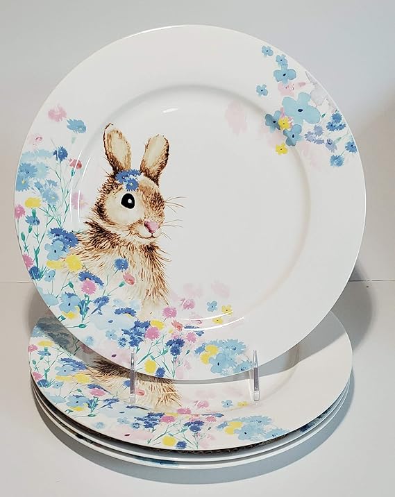 Ciroa Easter Bunny 101/2" Dinner Plates Set of 4 (Blue