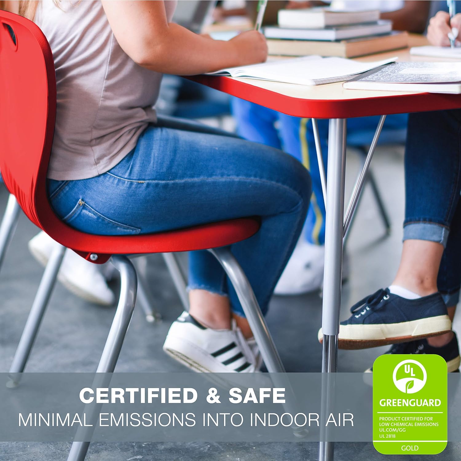 FDP 14" Contour School Stacking Student Chair, Ergonomic Molded Seat Shell with Powder Coated Silver Frame and Swivel Leg Glides; for in-Home Learning or Classroom - Red (4-Pack): Industrial & Scientific