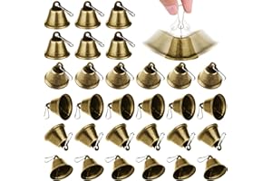 ASTER Christmas Tree Decoration-Bronze Jingl Bells,30Pcs Craft Bells Vintage Bells (1.7" X 1.5") with Spring Hooks Christmas Bells Bulk Hanging for Hanging Wind Chimes Christmas Tree Ornaments