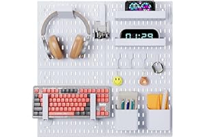 WARM EF Peg Board, 4 Pack PP Plastic Pegboard Panels, White Pegboards Wall Organizer, Heavy Duty Peg Board for Walls Home, Garage Tool Storage, Office Organization, Craft Room, Kitchen