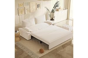 GNIXUU 70.1" Queen Pull Out Sofa Bed, Velvet Convertible Sleeper Sofa Couch with 2 Soft Pillows, Comfy Loveseat Bed Pull Out Couch for Living Room, Apartment, Small Space(Beige)