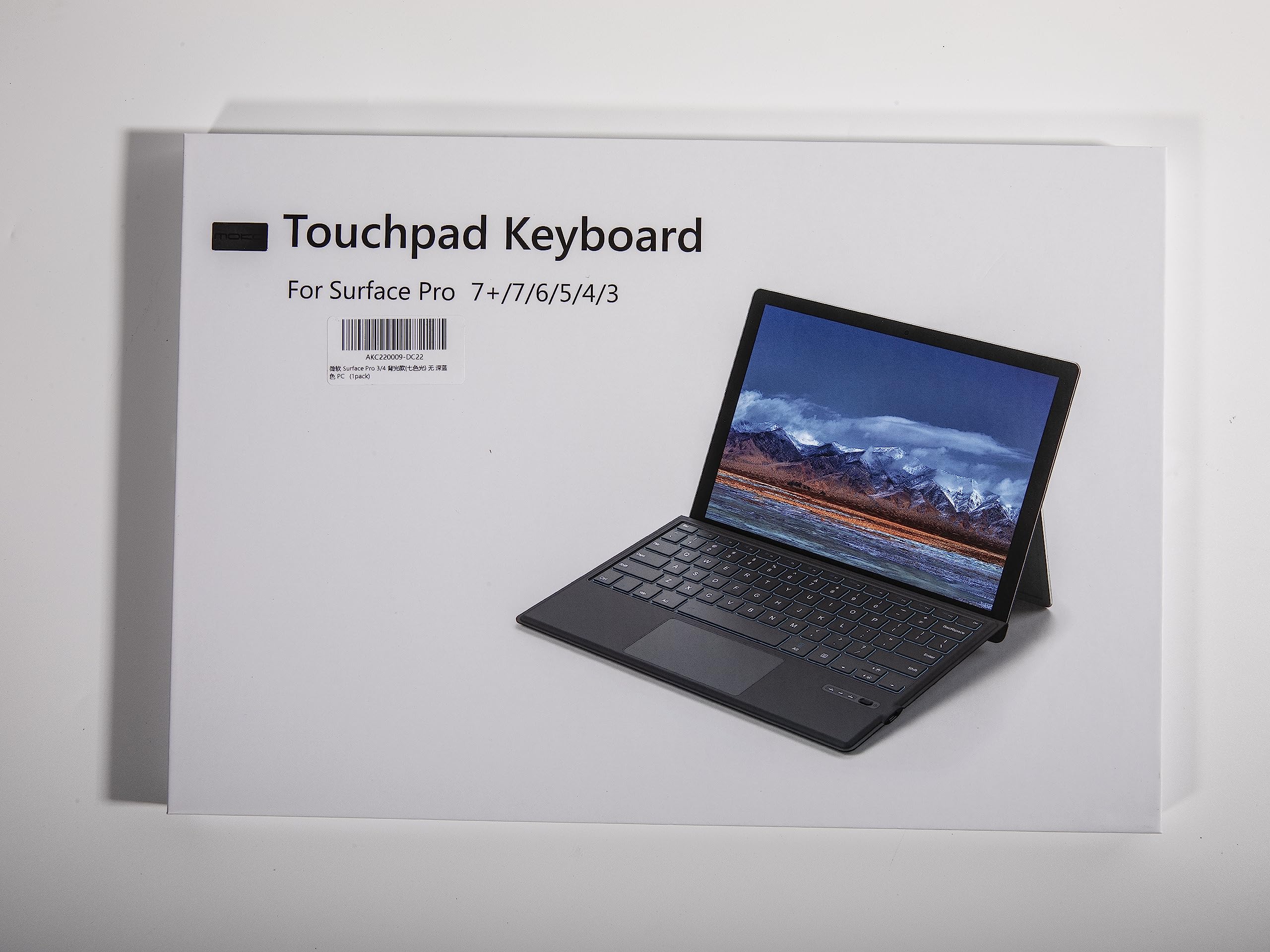 MoKo Type Cover Fit Microsoft Surface Pro 7 Plus/Pro 7/ Pro 6/ Pro 5/Pro 4/3, Ultra-Slim Wireless Bluetooth Tablet Keyboard with Trackpad, 7-Color LED Backlit, Built-in Rechargeable Battery, Indigo