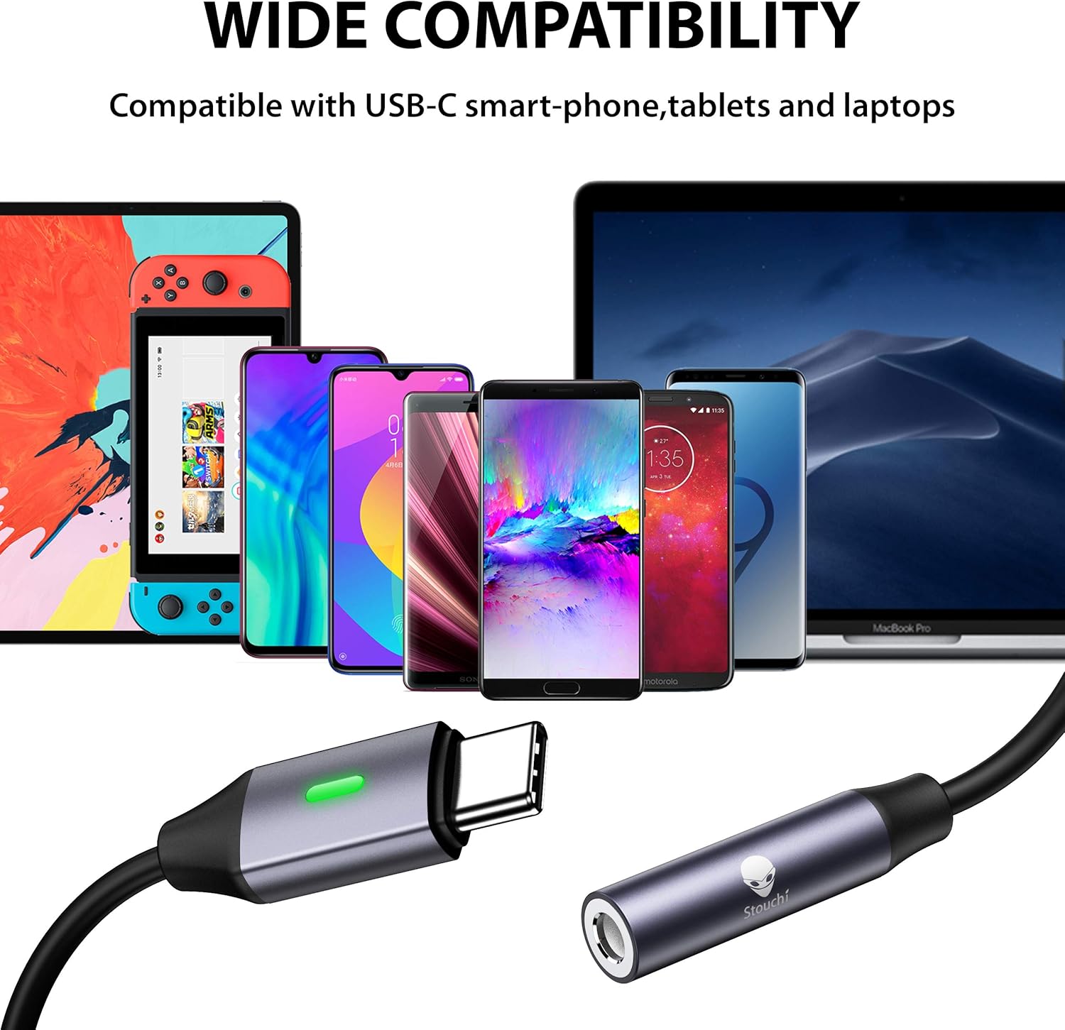 USB C to 3.5mm Dongle Adapter (2 Packs), Stouchi 384KHz-32bit USB C Headphone Audio Jack Adapter Type C to 3.5mm Hi-Fi DAC Chip for Samsung Galaxy S20 Ultra Z Flip Note 20,Pixel 4/ 3, iPad Pro -Gray: Electronics