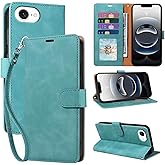 JHWVVTF for iPhone 16e Case Wallet, [RFID Blocking 4 Card Slots] Soft PU Leather Phone Cover, Wrist Strap, Shockproof Protective, Stand Flip Cases Cover for iPhone 16e 2025 (Green)