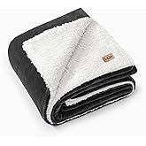 UGG Nita Throw Blanket Soft Reversible Plush Throw for Couch or Bed Cozy Fuzzy Warm Fluffy Blanket for Living Room or Cute Bedroom Decor Down Alternative Washable, 50-inch x 70-inch, Charcoal Grey