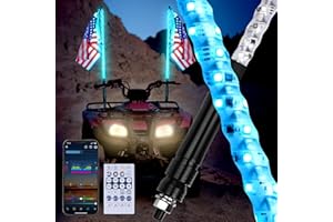 FWASTT Whip Lights 2PC 3FT Remote & Bluethooth APP Contol, Whip Lights for Side by Side Music Sync & Timer, Spiral RGB LED Whip Lights for UTV ATV RZR Accessories Father's Day Christmas