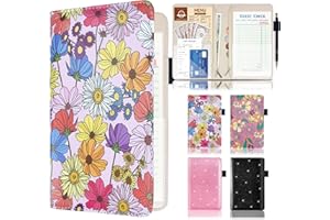 KOLODOGO Server Book with 2 Zipper Pockets, Leather Floral Cover Server Book Organizer for Waitress, Cute Waiter Book Money Wallet with Pen Holder, Guest Check Presenter, Restaurant Waitstaff Organizer