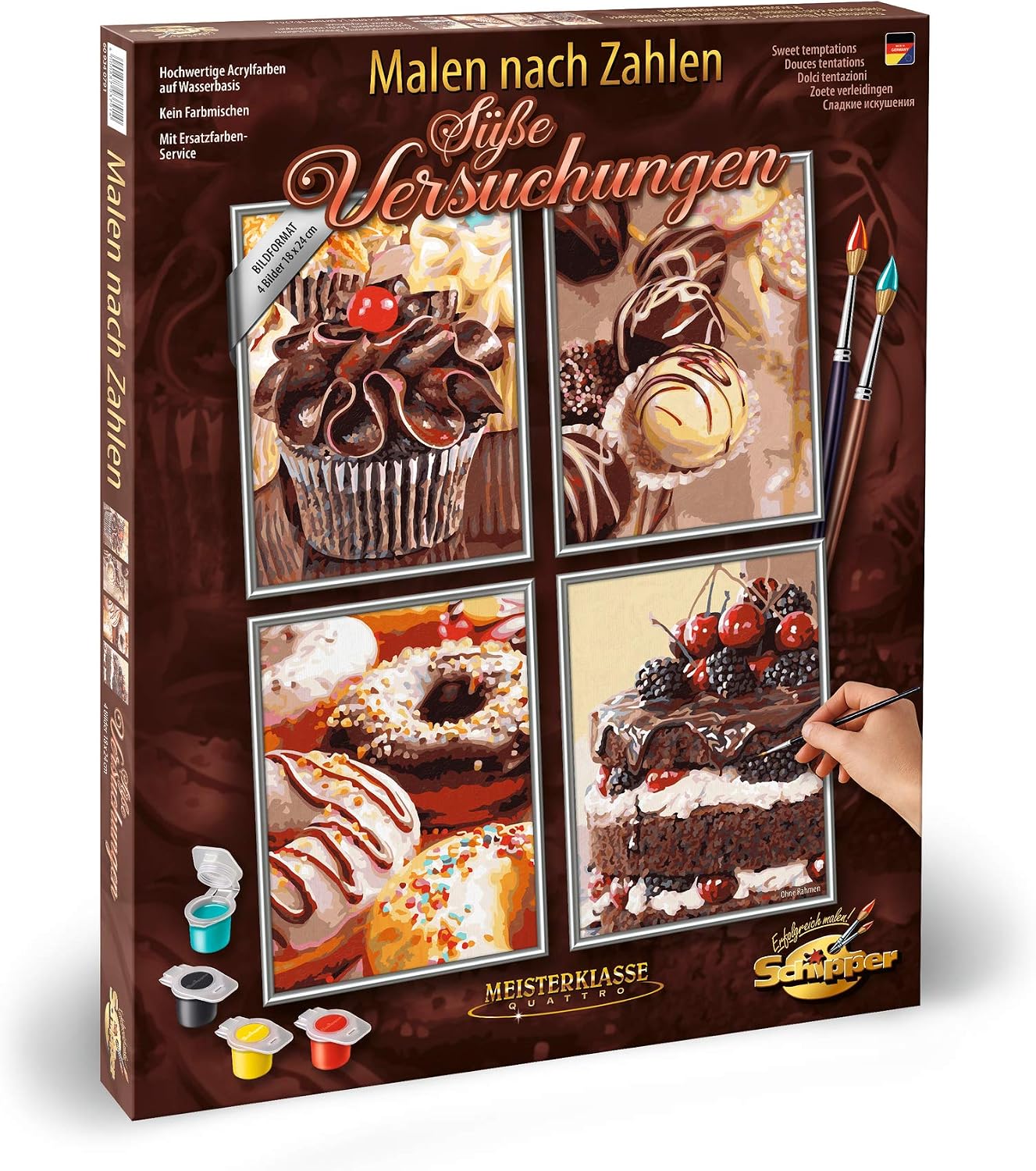 Noris Spiele Schipper Paint by Numbers Sweet Temptation (609340791 Images Each 18 x 24 cm, Multi-Colour, Colourful, Mittel