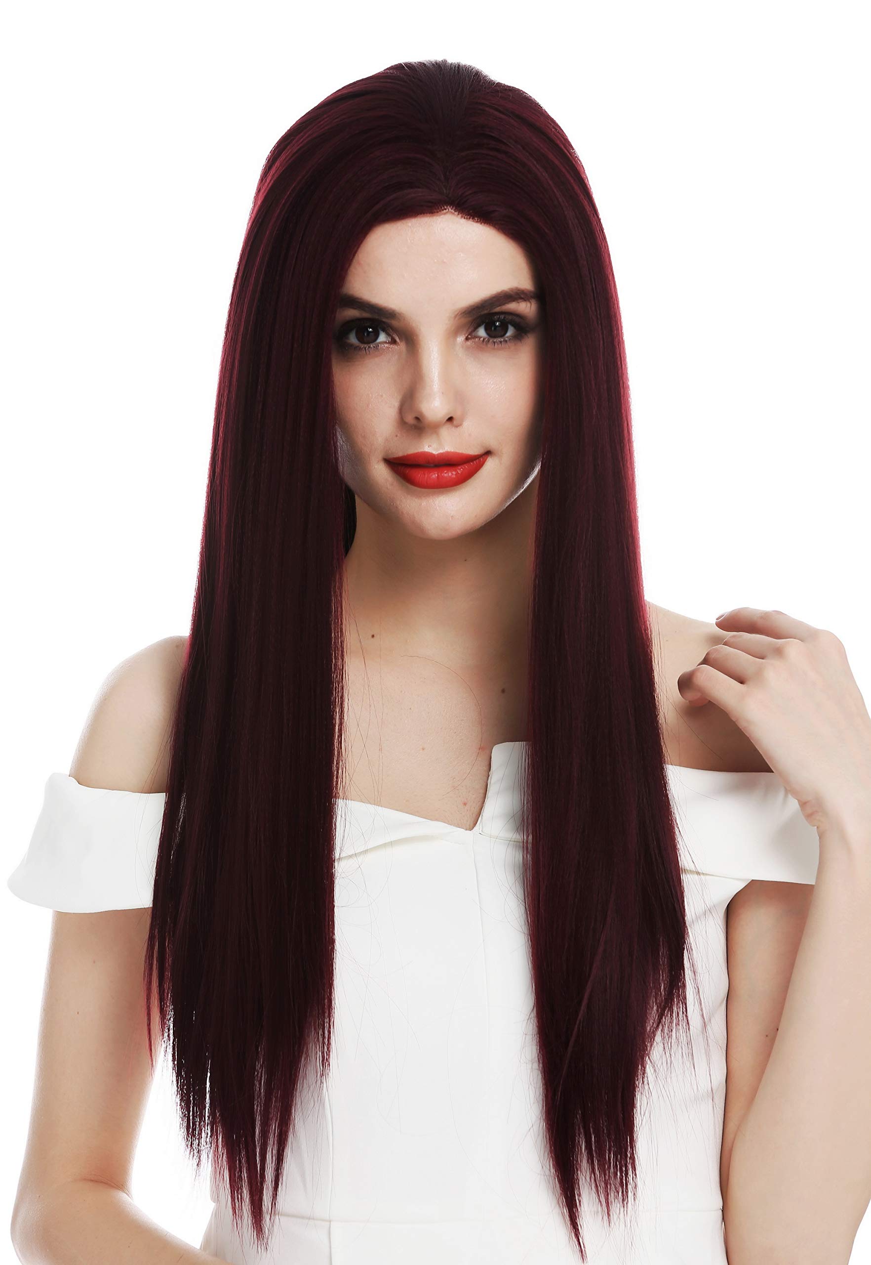 WIG ME UP - DW3016-LF-99J wig women's wig lace front sleek long middle parting burgundy Bordeaux red