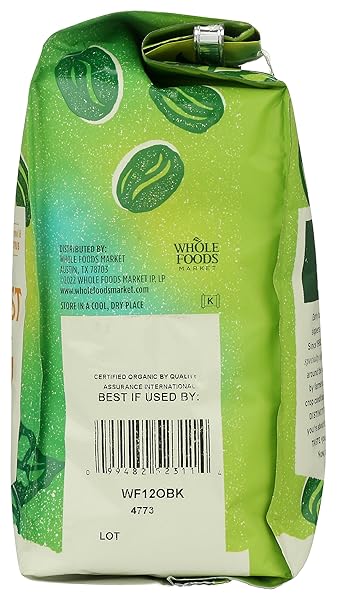 WHOLE FOODS MARKET, ORGANIC BREAKFAST BLEND WHOLE BEAN COFFEE, LIGHT ROAST, MILK CHOCOLATE, CARAMEL & CITRUS, 12 OUNCE
