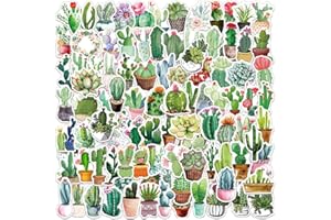 MAXLEAF 100PCS Vintage Green Plants Cactus Adhesive Stickers for Decoration Planner Phone Case Scrapbook Kids Helmets (Green Cactus)