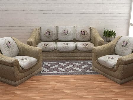 Cloth Fusion Digitex Plus Velvet 10 Pcs Sofa Covers Set of 5 Seater Sofa- Perl White