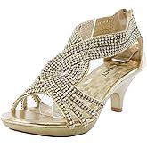 Delicacy JJF Shoes -62 Womens Strappy Rhinestone Dress Sandal Low Heel
