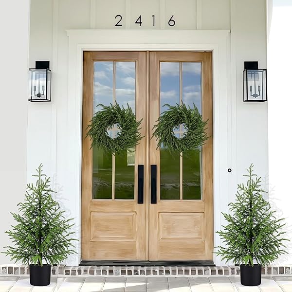 ENVEN NORFOLK PINE CHRISTMAS TREE REAL TOUCH FAUX HOLIDAY TREE WITH POT, REALISTIC INDOOR OUTDOOR DECORATION FOR ENTRYWAY, LIVING ROOM, OFFICE, APARTMENT (3FT-1PACK)
