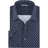 Esabel.C Men's Print Button Down Shirts High Stretch Long Sleeve Breathable Regular Fit Easy Care Knit Dress Shirts for Men