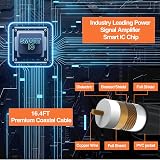 Amazqi Indoor TV Aerial 250+ Miles 4K Freeview Signal Booster 5M Cable White view 5