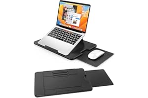 AboveTEK Adjustable Laptop Lap Desk, Portable Lap pad Workstation with Retractable Mouse Pad | 3 Ergonomic Angles, PU Leather