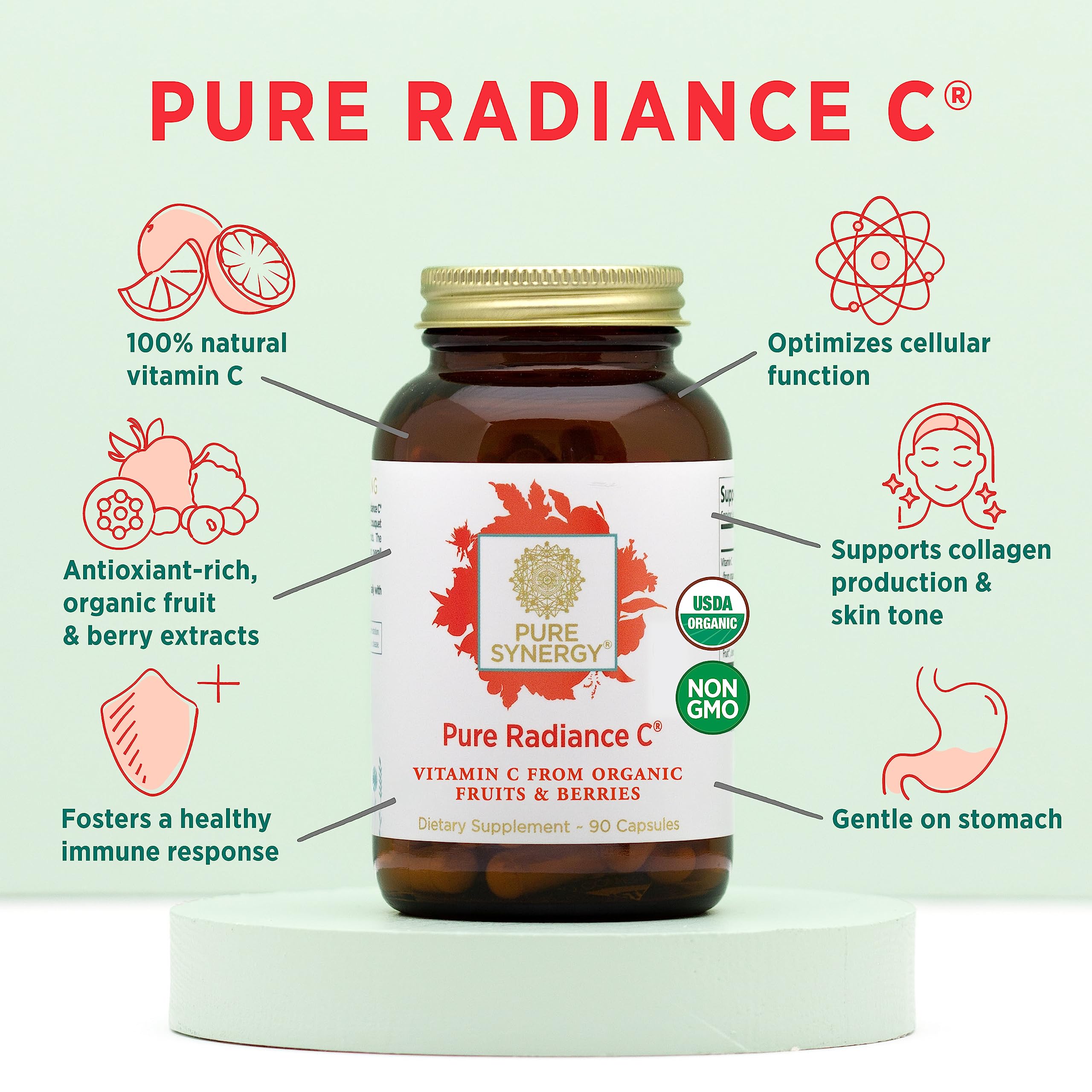 PURE SYNERGY Women’s Multivitamin, Stress, and Energy Essentials Bundle | Whole Food Multi with Adaptogens | Natural Vitamin C Immune and Skin Supplement | Vegan, Non-GMO, and Organic Ingredients
