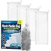 Aquatic Experts High Flow Filter Media Bag - Durable Filter Bags for Fish Tank, Secure Aquarium Media Bag with Drawstring, Media Bags for Aquarium and Pond, High Flow (White), 3&rdquo; x 8&rdquo; - 4 Pack