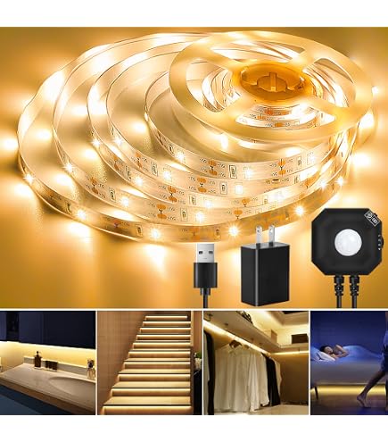 Motion Sensor Lights Indoor Plug-in LED Step Lights Strip with Power