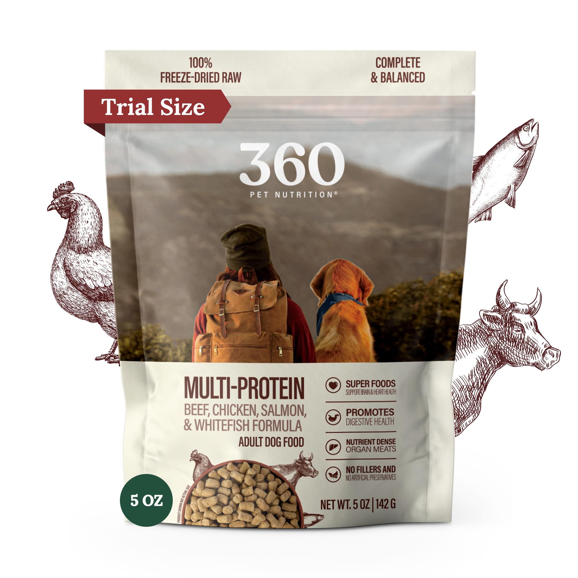 360 Pet Nutrition Freeze-Dried Raw Dog Food – Multi-Protein with Beef ...