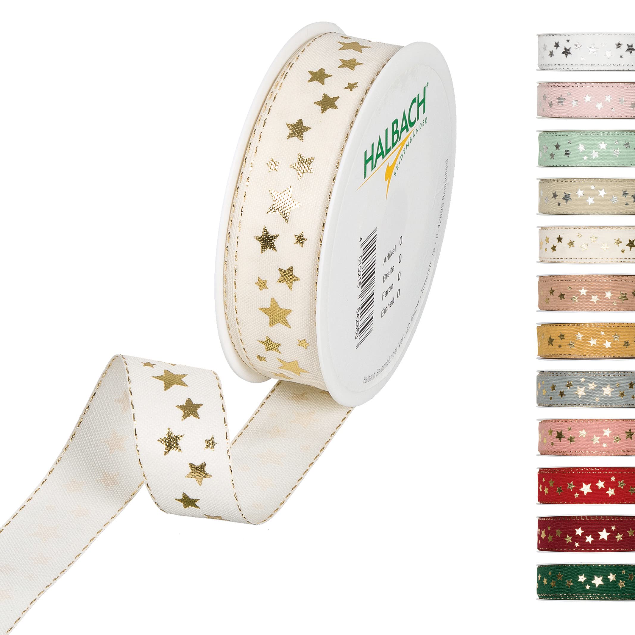 Halbach Seidenbänder 295 Christmas Cream Polyester Ribbon 25mm x 18m