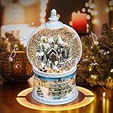 Large Christmas Snow Globes,Santa, Rotating Train, Family Scene, 10.2-inch Music Box Featuring 8 melodies and 6-Hour Timer, USB&Battery-Powered, Gift for Men and Children Indoor Christmas Decoration