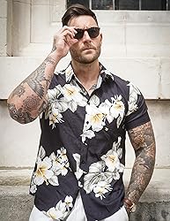 COOFANDY Mens Hawaiian Shirt Short Sleeve Button