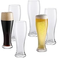 Gala Houseware Oversized Beer Glasses Set of 6, 22oz Tall Pint Glasses for IPA, Craft Beer, Lager – Durable Clear Glass Cups